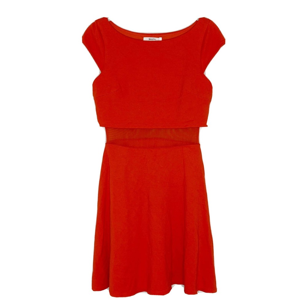 Bailey 44 Harvest Moon Orange Skater Short Sleeve Cut Out Mesh Dress Women's XS